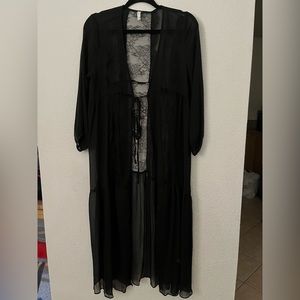 PinkBlush Black Lace Sheer Cardigan Duster